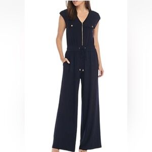 Emma & Michele Wide Leg Jumpsuit black stretch Size S